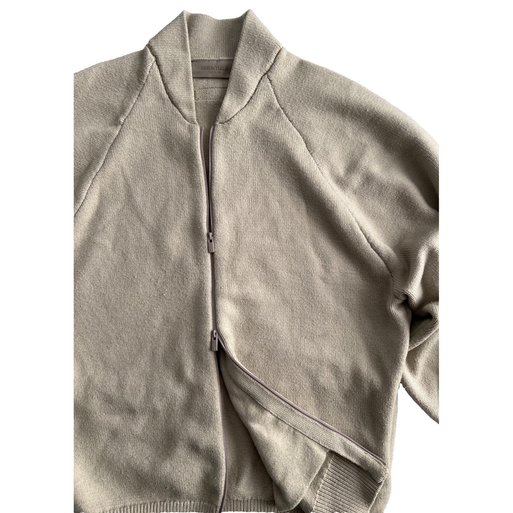 Fear of God Essentials Cardigan Womens XS Beige Zip Up Minimal Logo Cozy - Picture 3 of 13